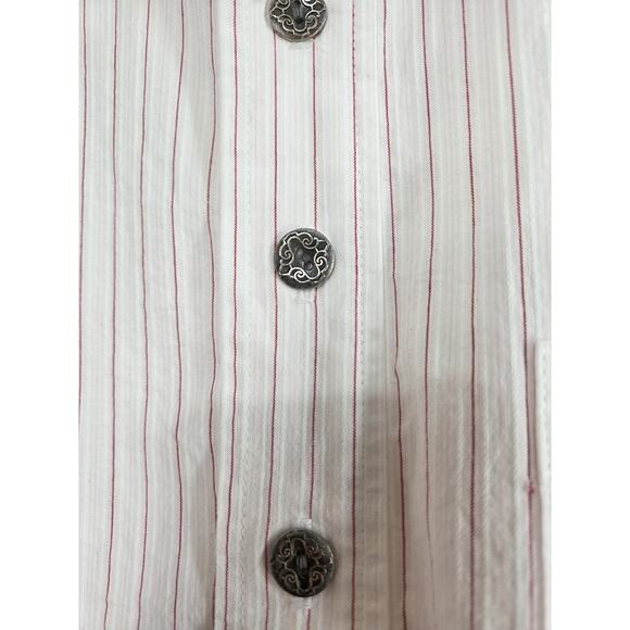 Old Frontier Clothing Co. Western Cream Red Stripe Club Collar Shirt Men's Small - Picture 4 of 14